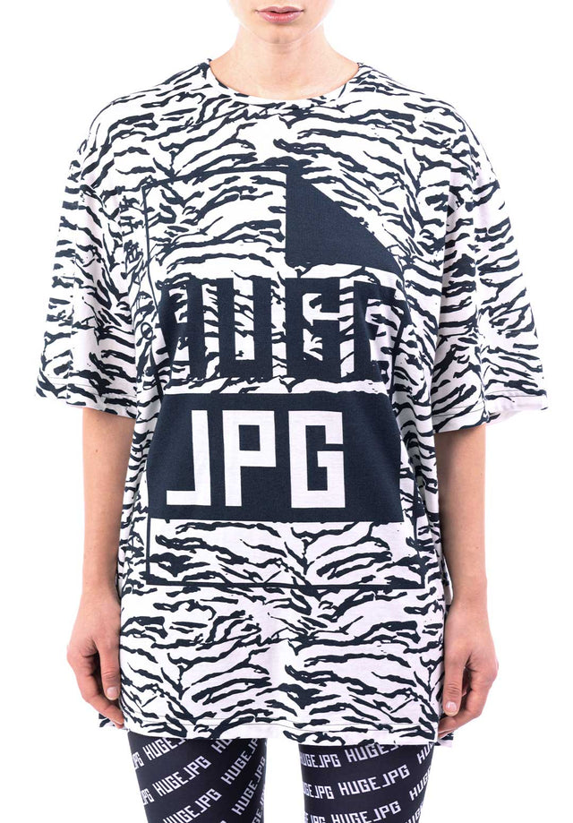 T-shirt oversize unisex - stampa tigre nero/bianco
