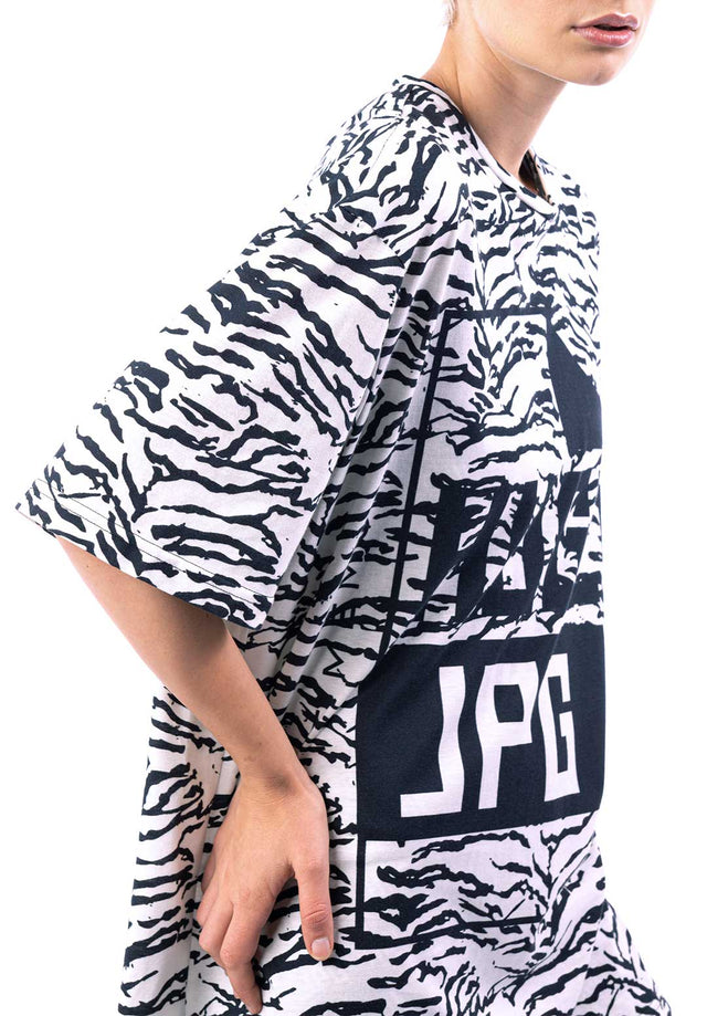 T-shirt oversize unisex - stampa tigre nero/bianco
